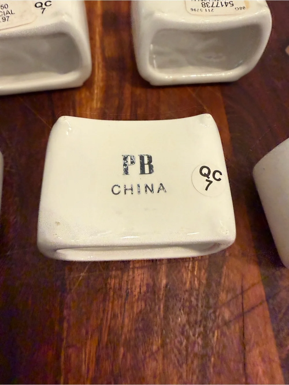 Set of 5 Ceramic Pottery Barn Napkin Ring Holders White Silverware new
